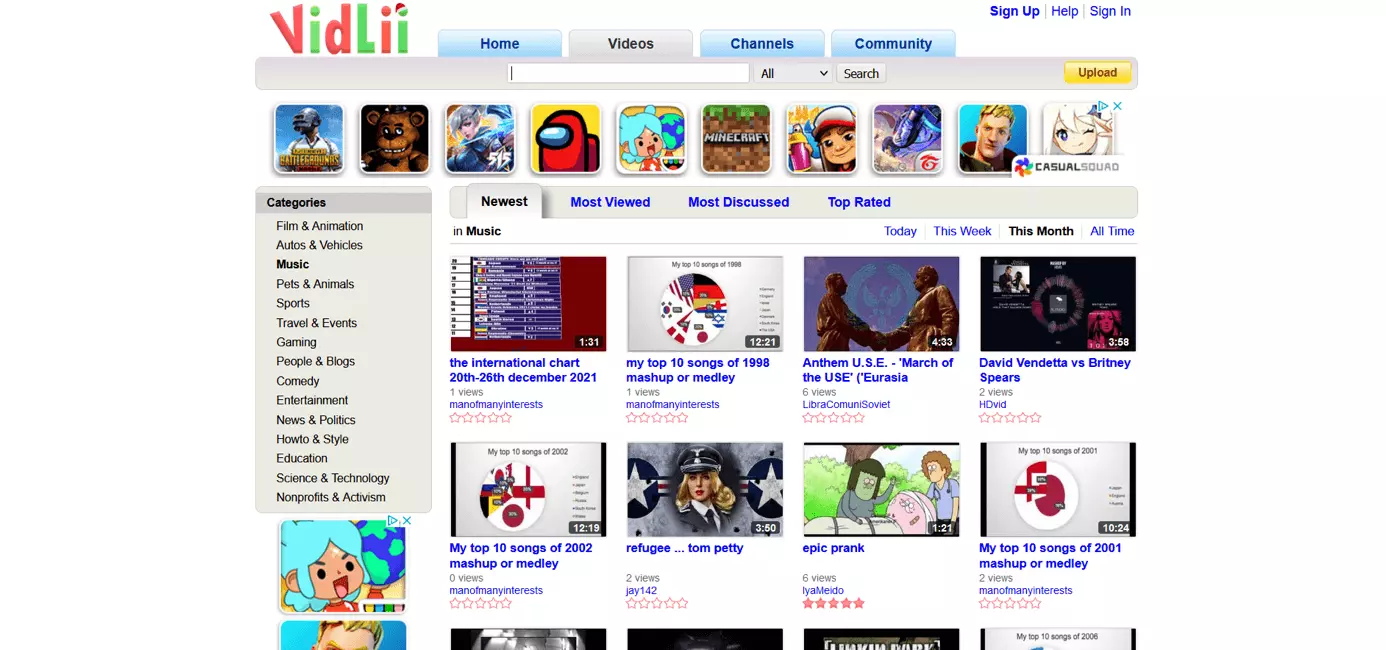 Immagine: Screenshot della pagina video di VidLii