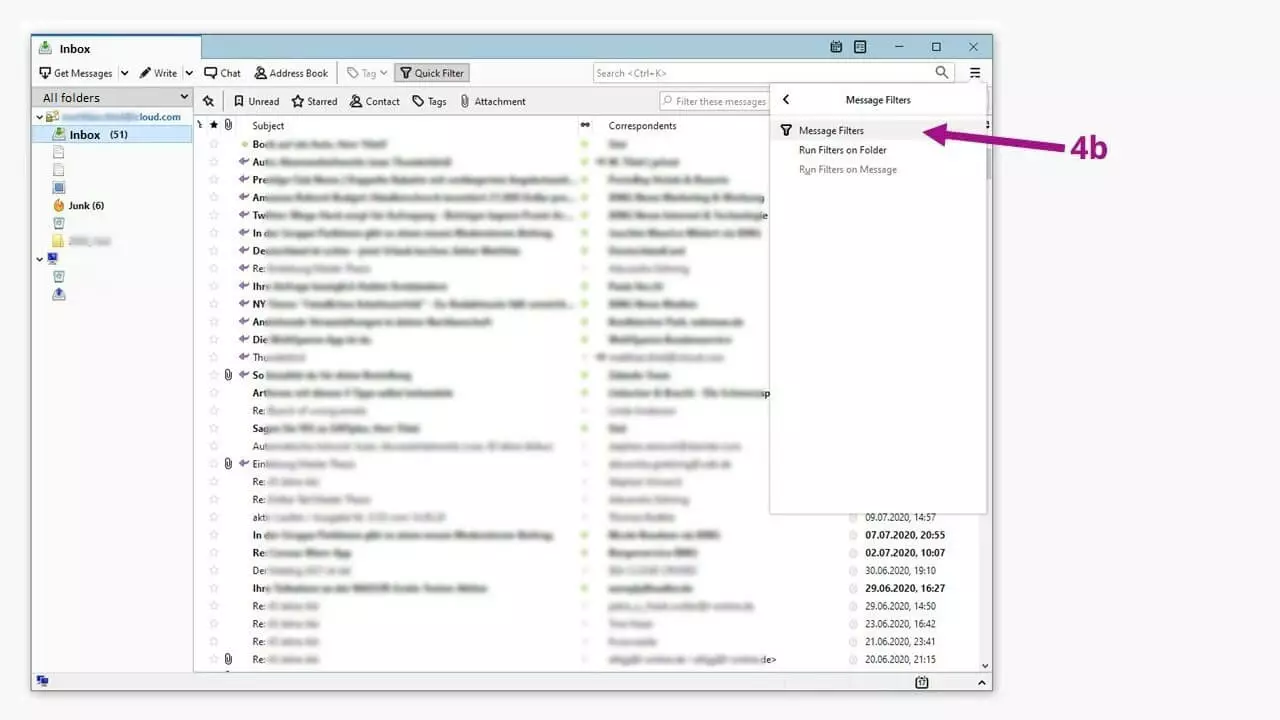 Immagine: Risposta automatica in caso di assenza con Thunderbird: attivazione in dettaglio dei filtri