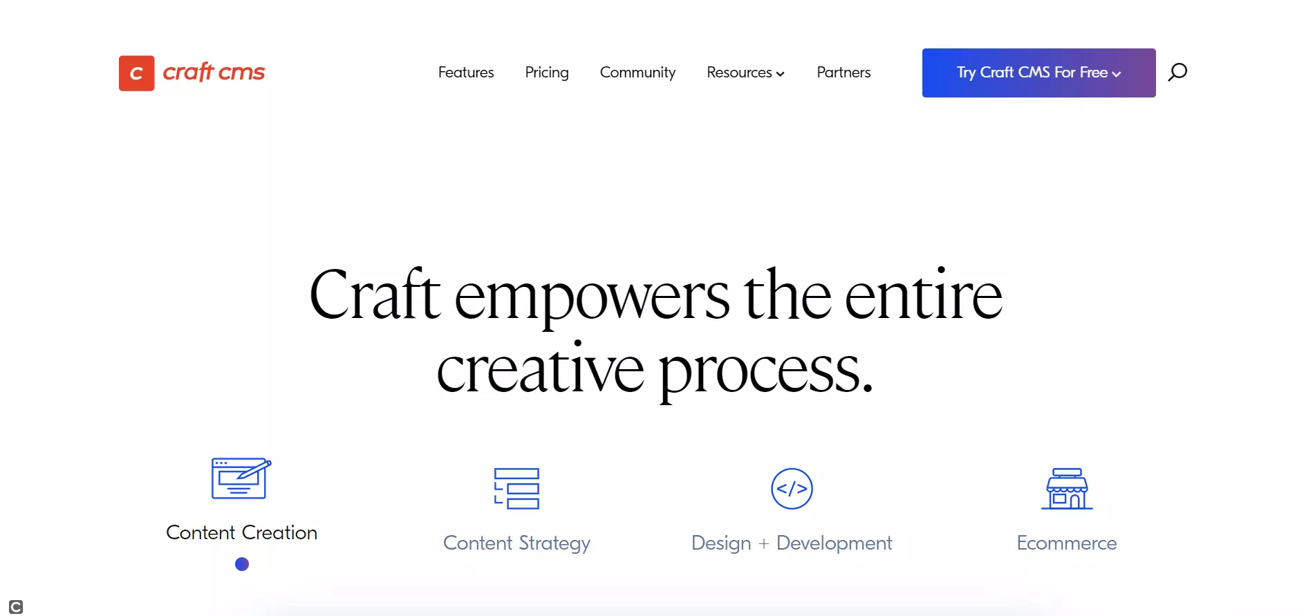Immagine: Pagina iniziale di Craft