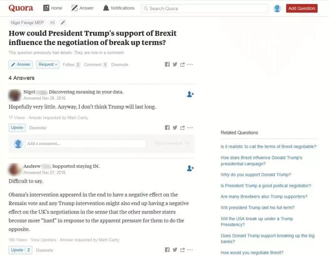 Immagine: Thread di domande e risposte sulla versione inglese di Quora