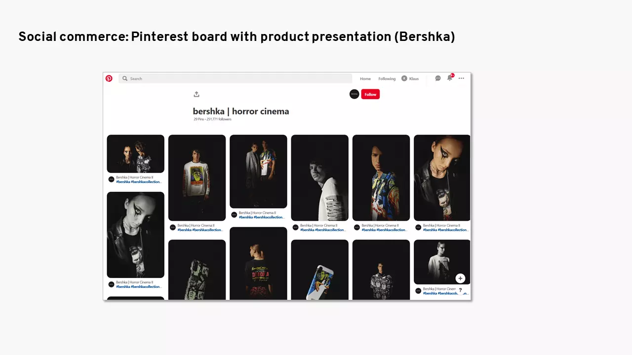 Immagine: Esempio di social commerce su Pinterest (Bershka)