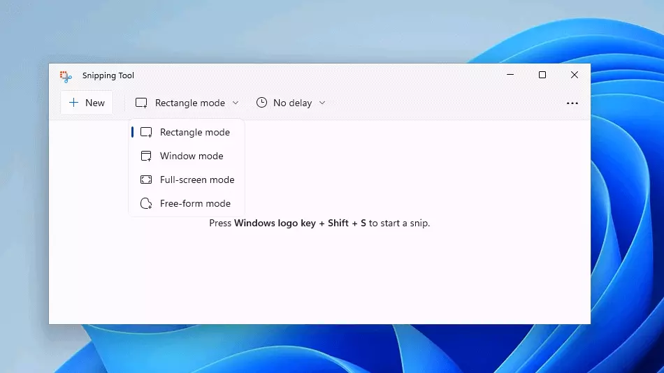 Immagine: Le modalità offerte dallo Strumento di cattura di Windows 11