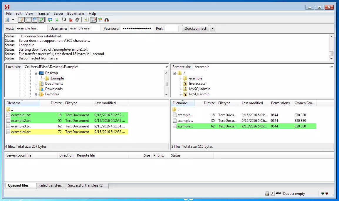 Immagine: Funzione comparazione cartelle di FileZilla