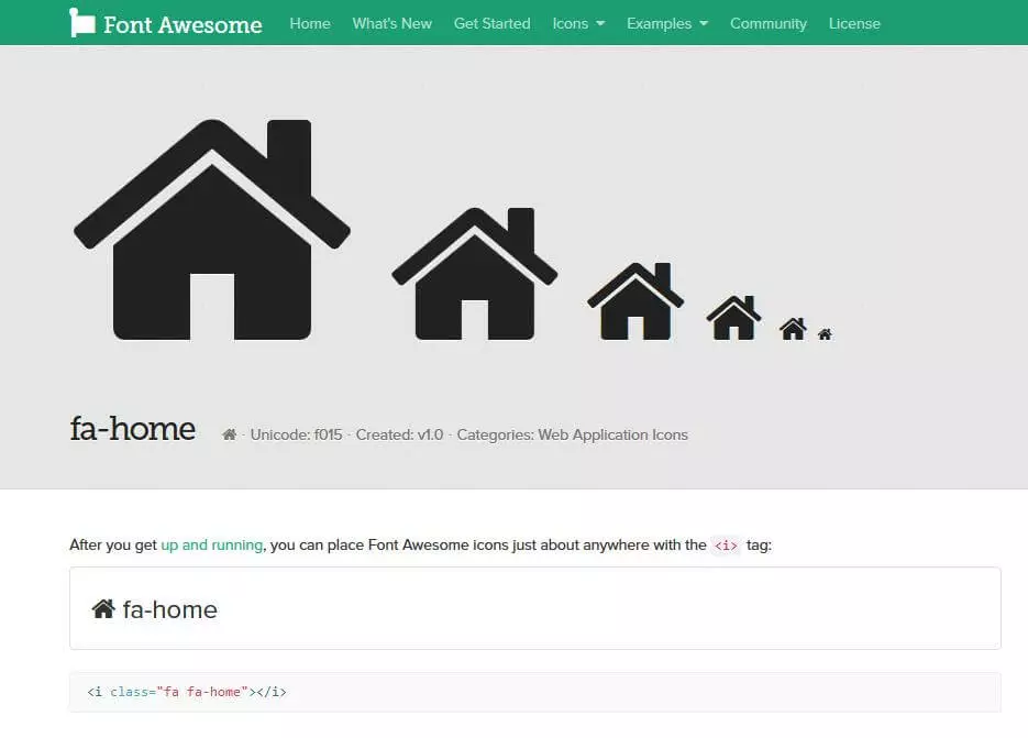 Immagine: Codice per inserire l’icona “fa-home”
